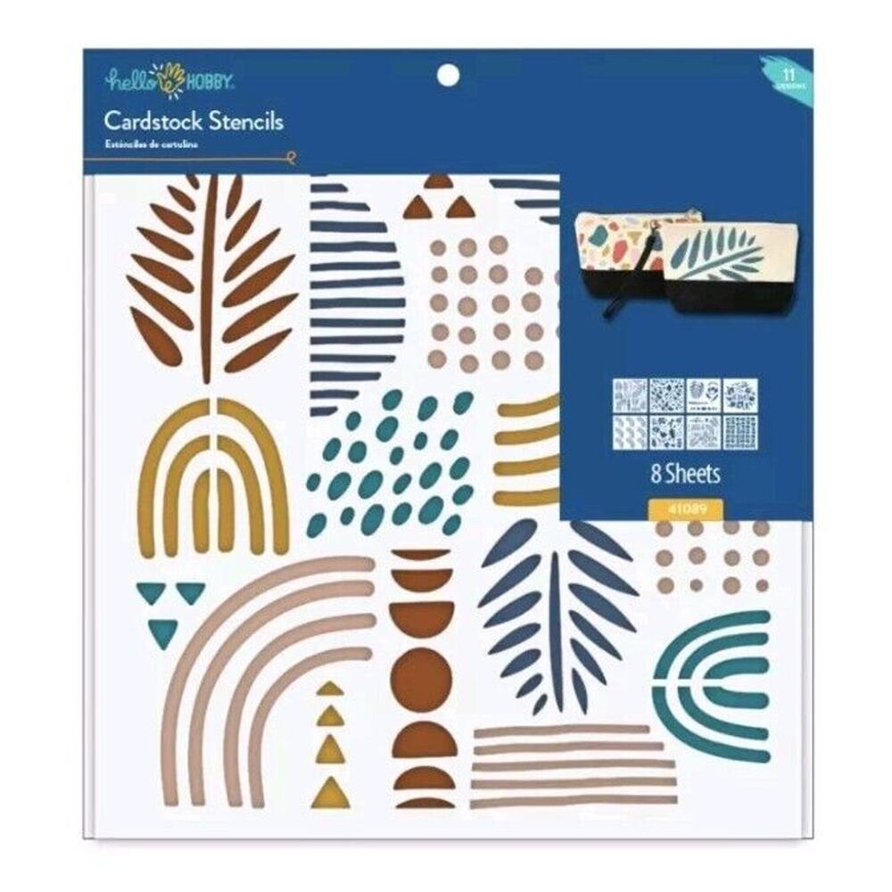 Hello Hobby Cardstock Stencils 8 Sheet Pack 11 Modern Design Be Kind Laugh 12"